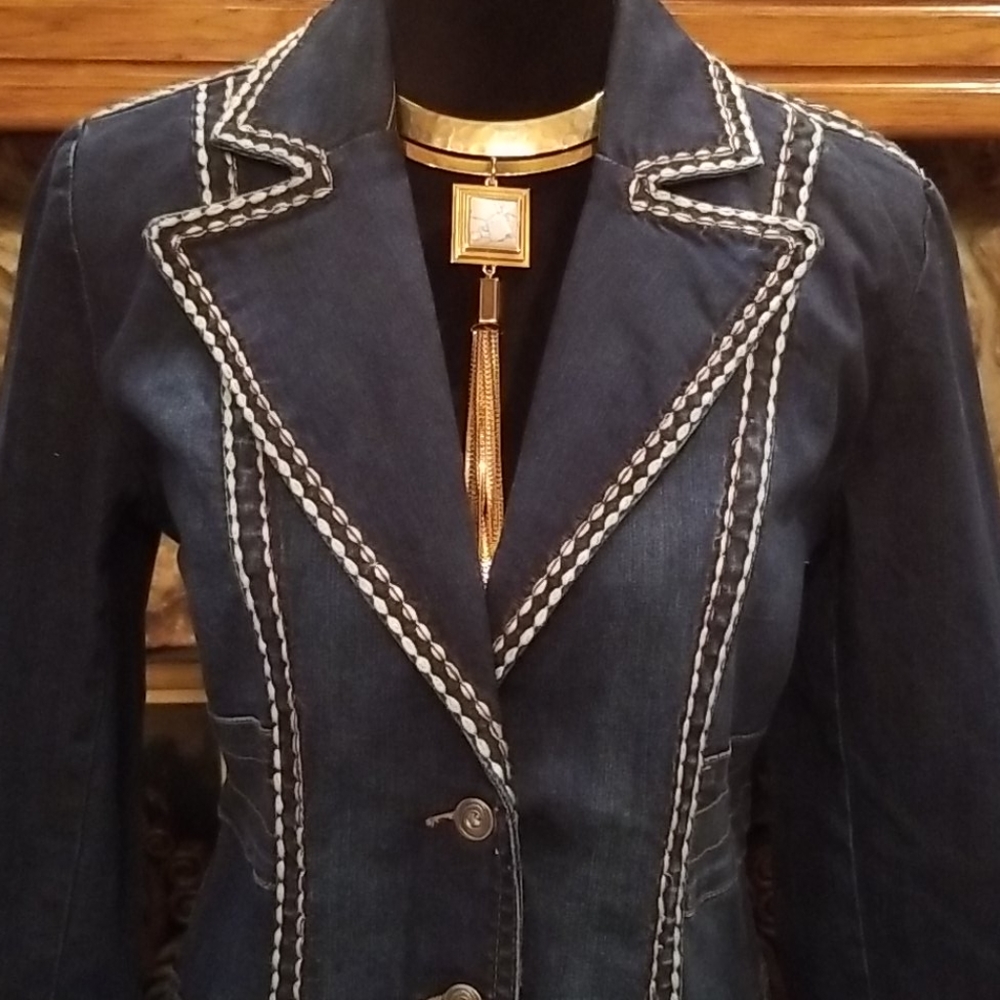 Midnight Velvet Denim Long Jacket - Picture 5 of 14